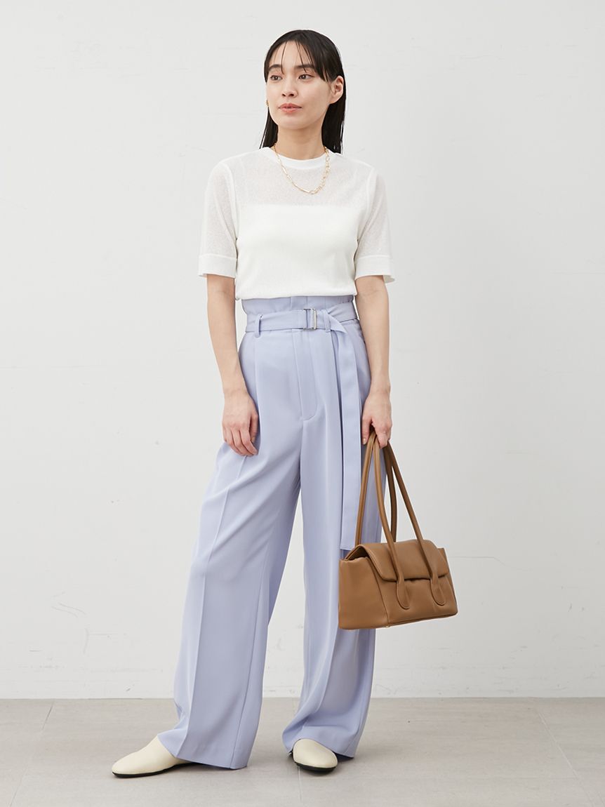 Mila Owen「【UV加工】ドライタッチペーパーバッグパンツ」|チノ|