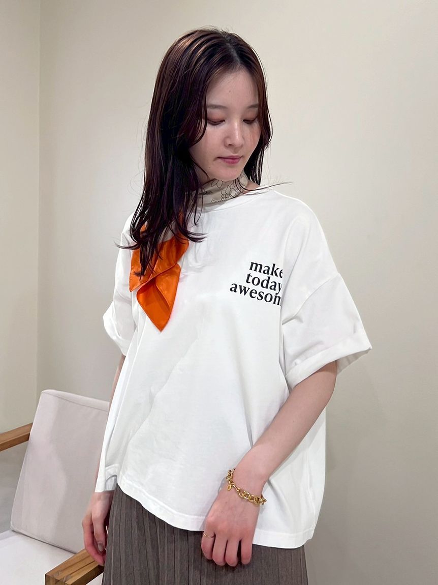 Mila Owen「短丈ワイドグラフィックTシャツ」|Tシャツ・カットソー|WHT