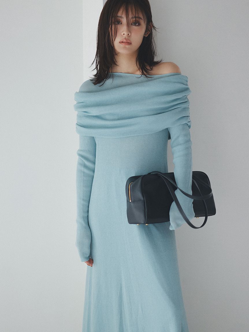 Mila Owen「【セットアイテム】2wayスヌードオフショルリブニットワンピース」|ワンピース|