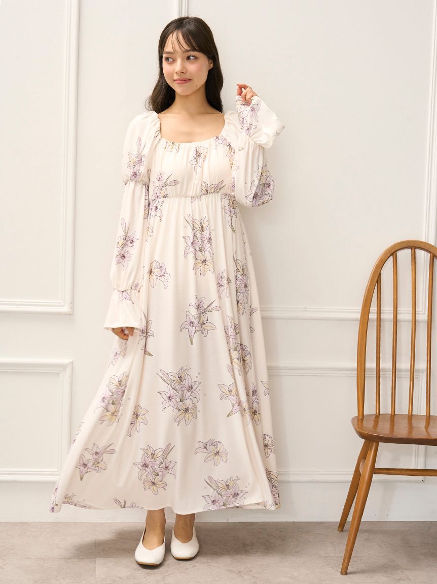 gelato pique「【MUCHA】リリー柄カップインワンピース」|ルームウェア|