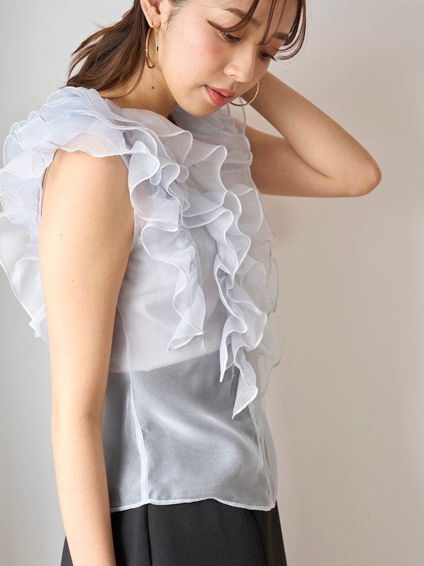 SNIDEL「ノースリフリルブラウス」|シャツ・ブラウス|