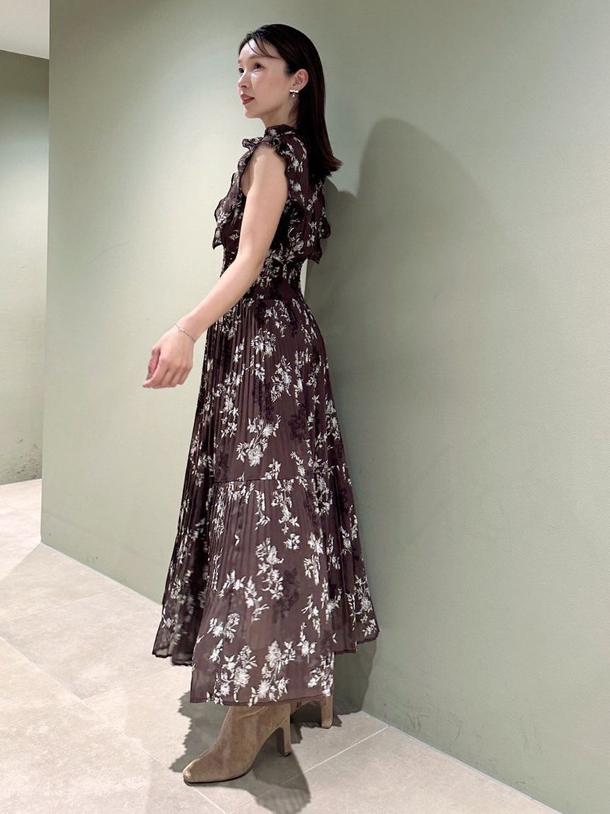 SNIDEL「【00サイズあり】プリントプリーツシャーリングワンピース」|ワンピース|