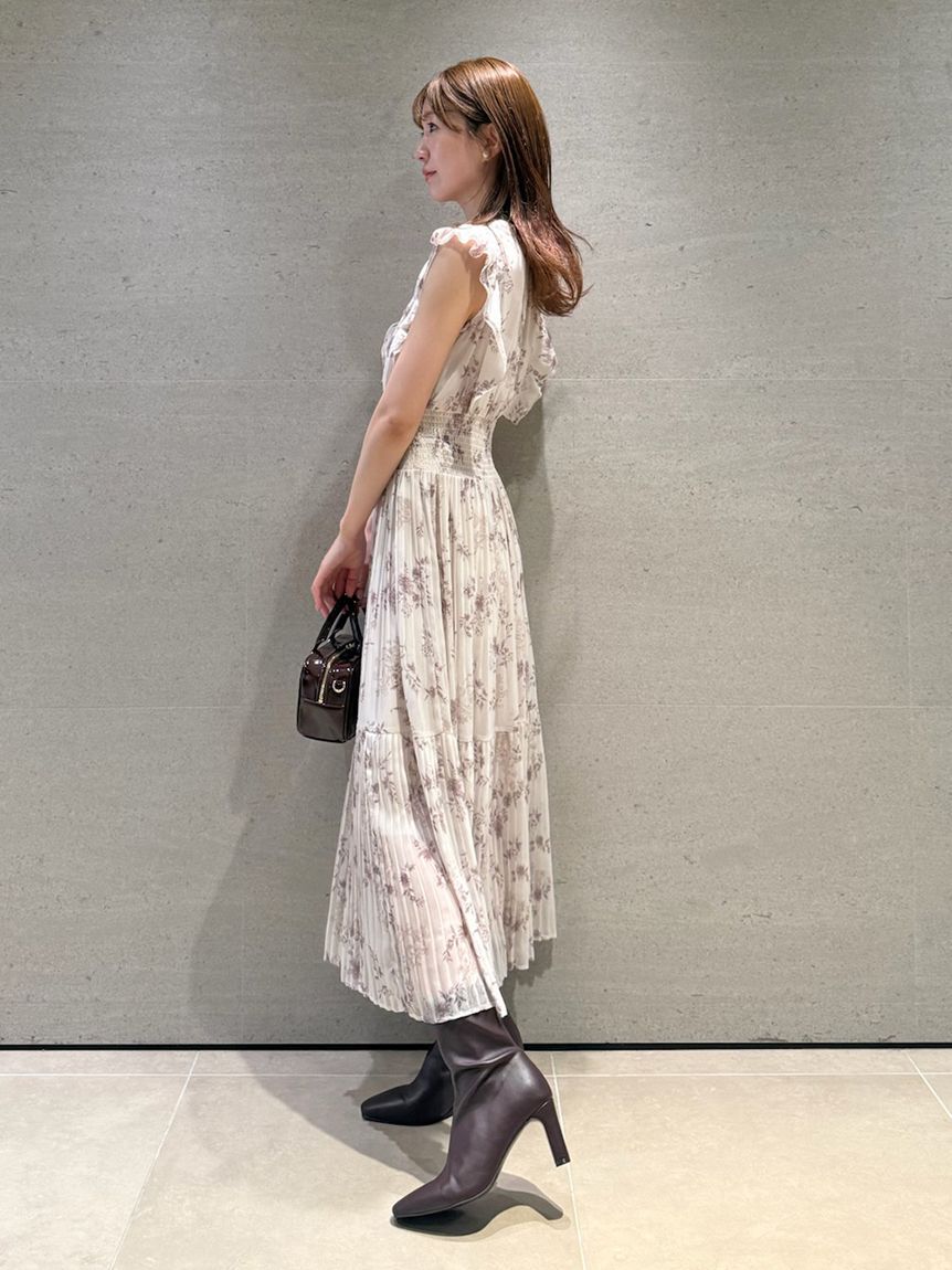 SNIDEL「【00サイズあり】プリントプリーツシャーリングワンピース」|ワンピース|