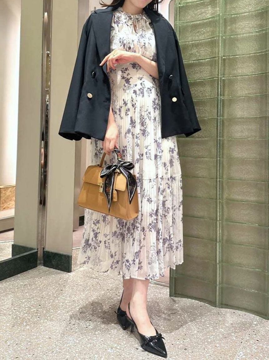 SNIDEL「【00サイズあり】プリントプリーツシャーリングワンピース」|ワンピース|