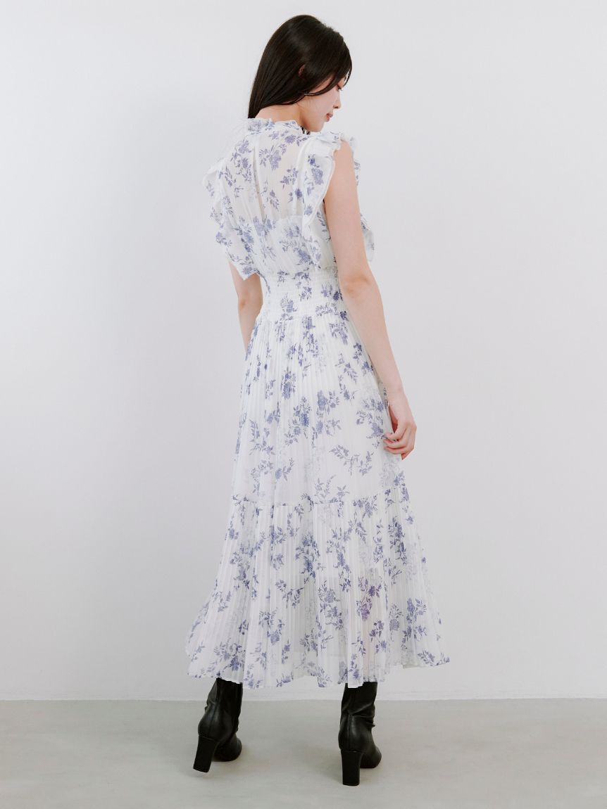 SNIDEL「【00サイズあり】プリントプリーツシャーリングワンピース」|ワンピース|