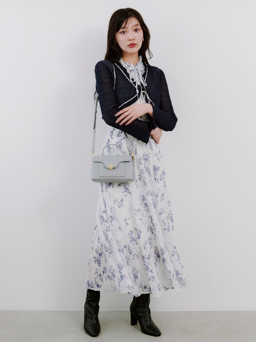 SNIDEL「【00サイズあり】プリントプリーツシャーリングワンピース」|ワンピース|