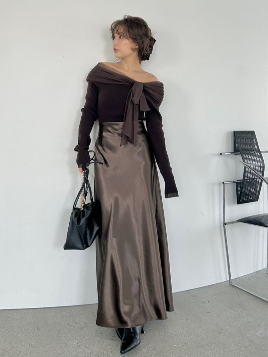 FRAY I.D「ハイウエストサテンナロースカート」|スカート|BRW