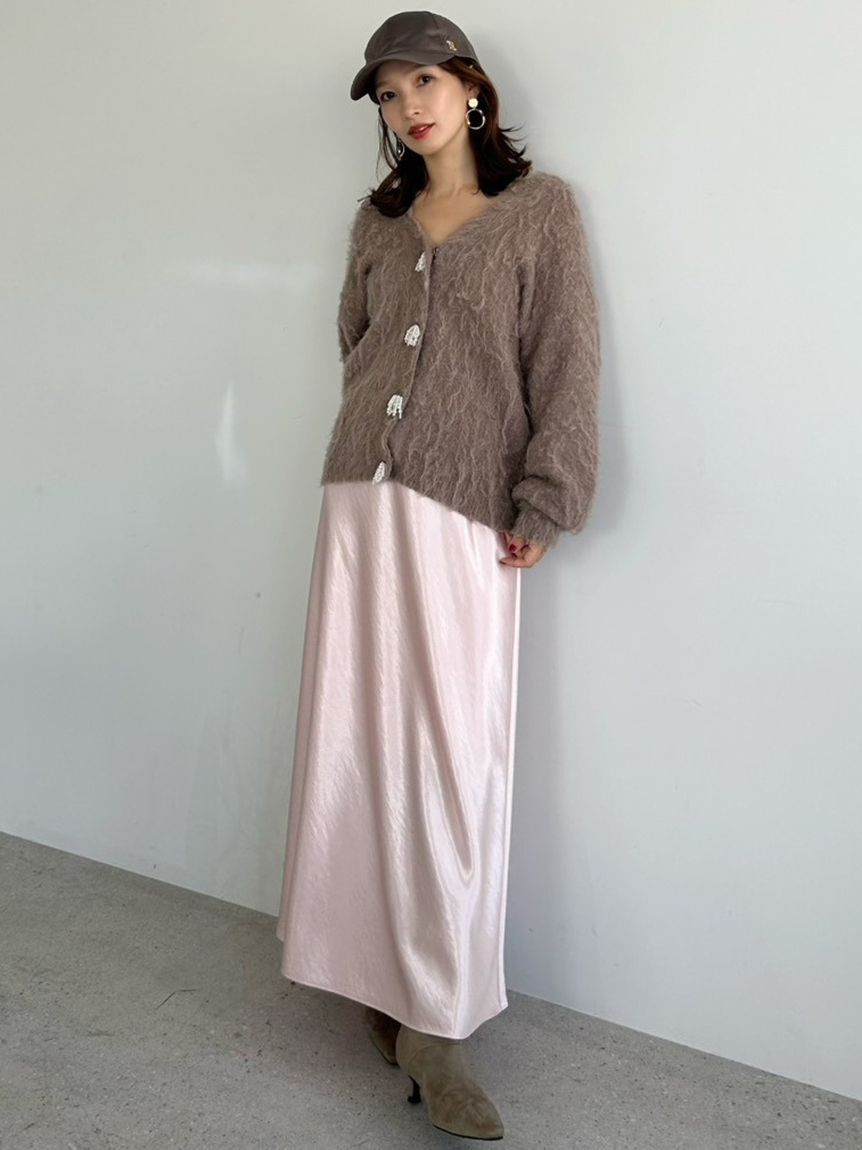 FRAY I.D「ハイウエストサテンナロースカート」|スカート|