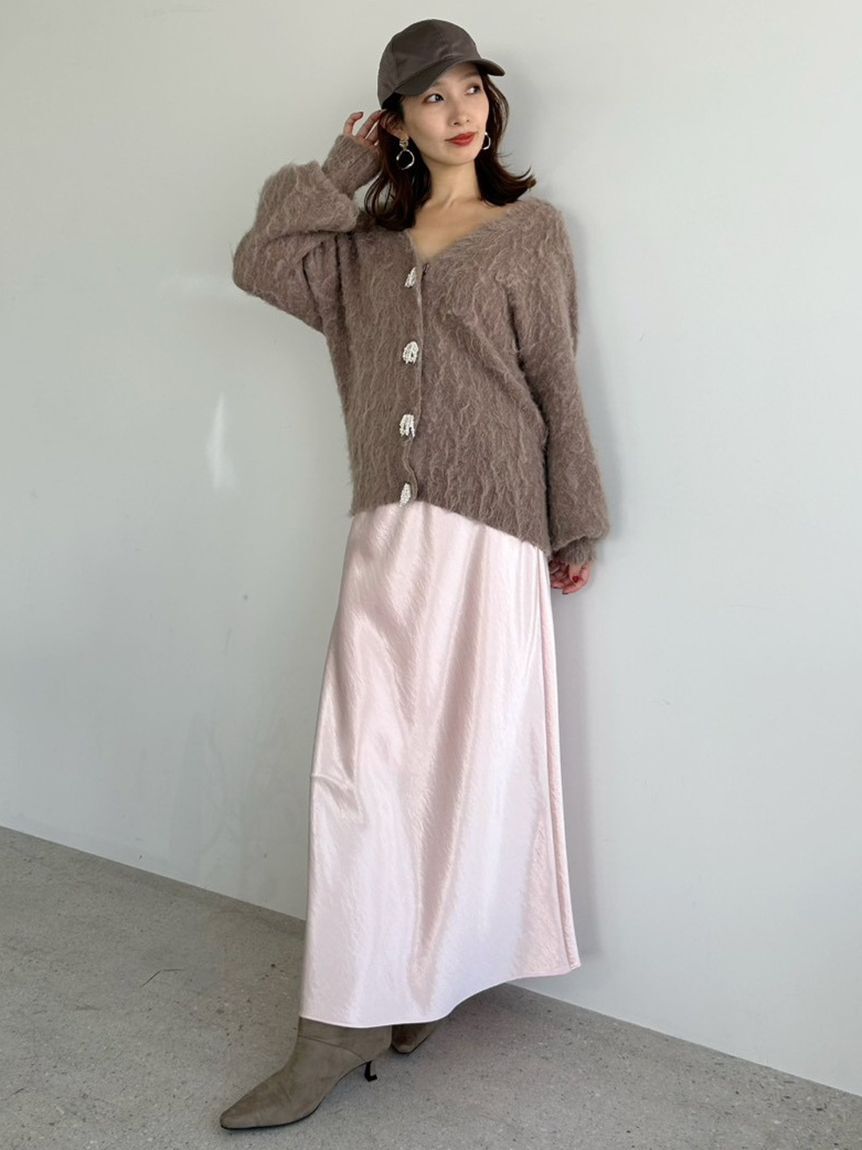 FRAY I.D「ハイウエストサテンナロースカート」|スカート|