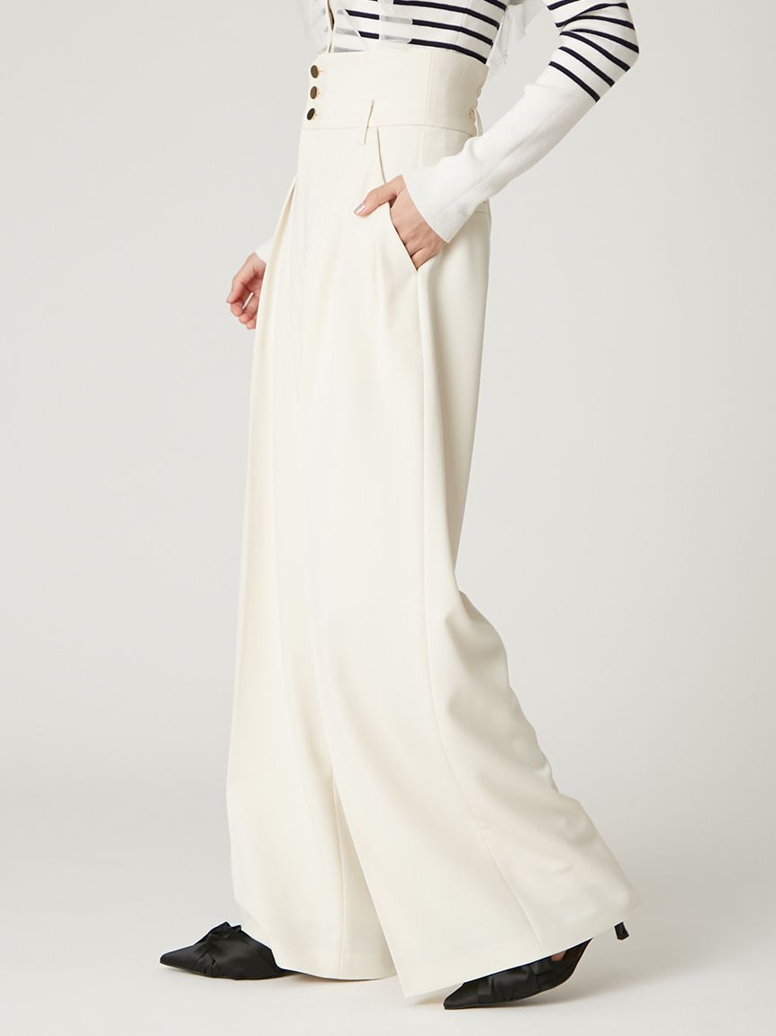 FRAY I.D「Ｄリングタックハイウエストパンツ／ウォッシャブル・防シワ」|チノ|