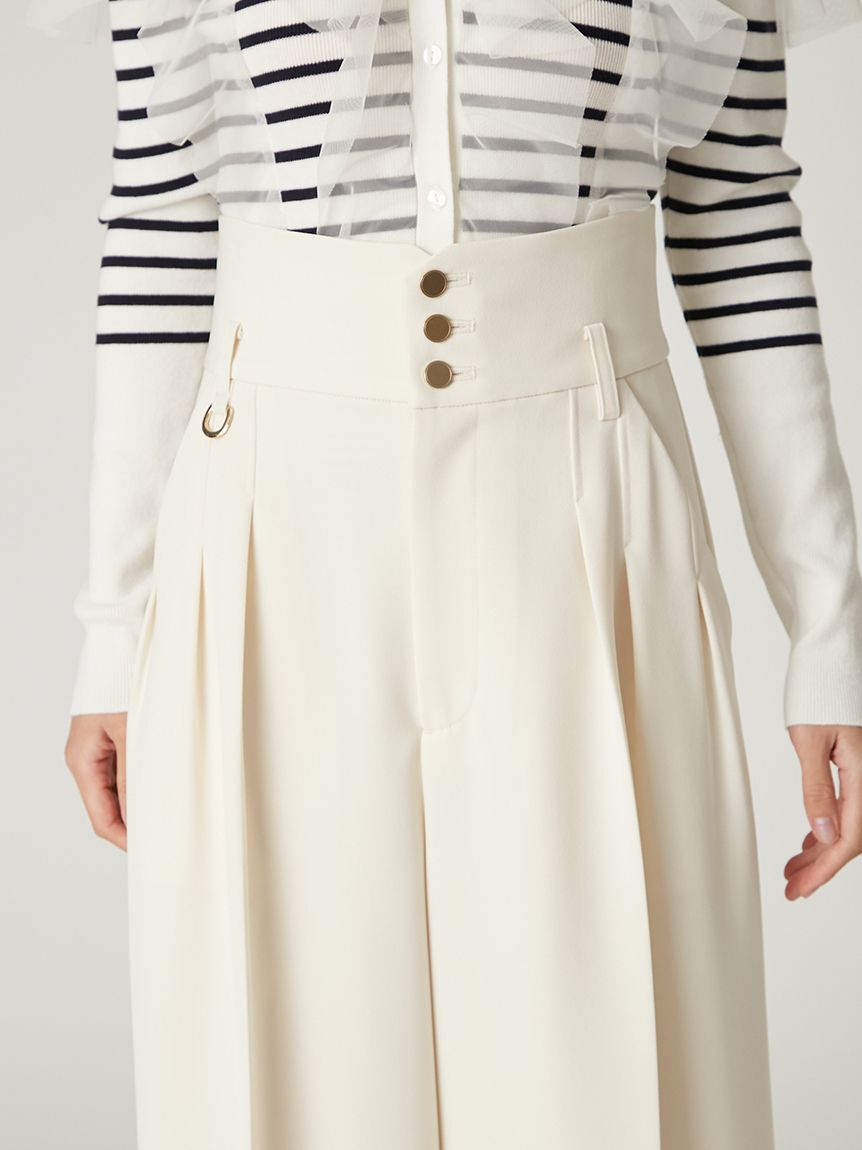 FRAY I.D「Ｄリングタックハイウエストパンツ／ウォッシャブル・防シワ」|チノ|