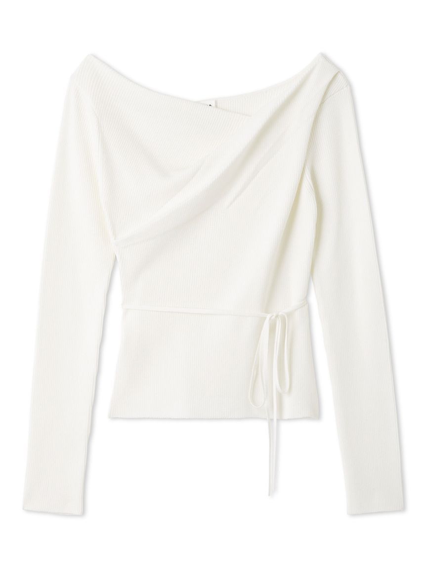 FRAY I.D「シルクブレンドアシメデコルテドレープリブニット」|ニット・セーター|IVR