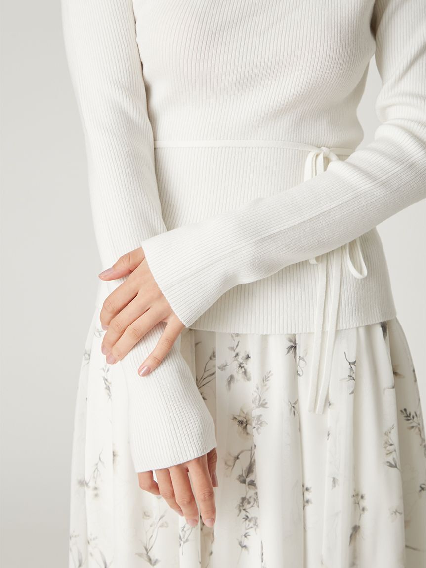 FRAY I.D「シルクブレンドアシメデコルテドレープリブニット」|ニット・セーター|