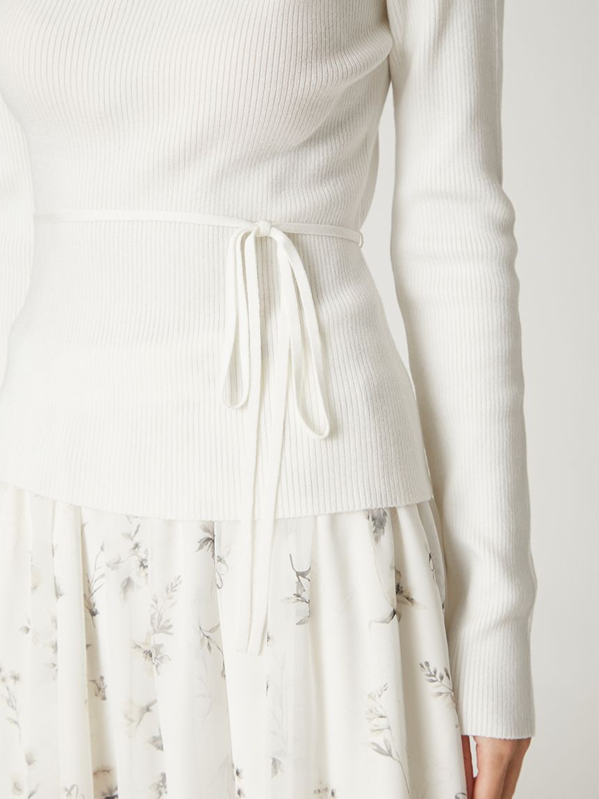 FRAY I.D「シルクブレンドアシメデコルテドレープリブニット」|ニット・セーター|