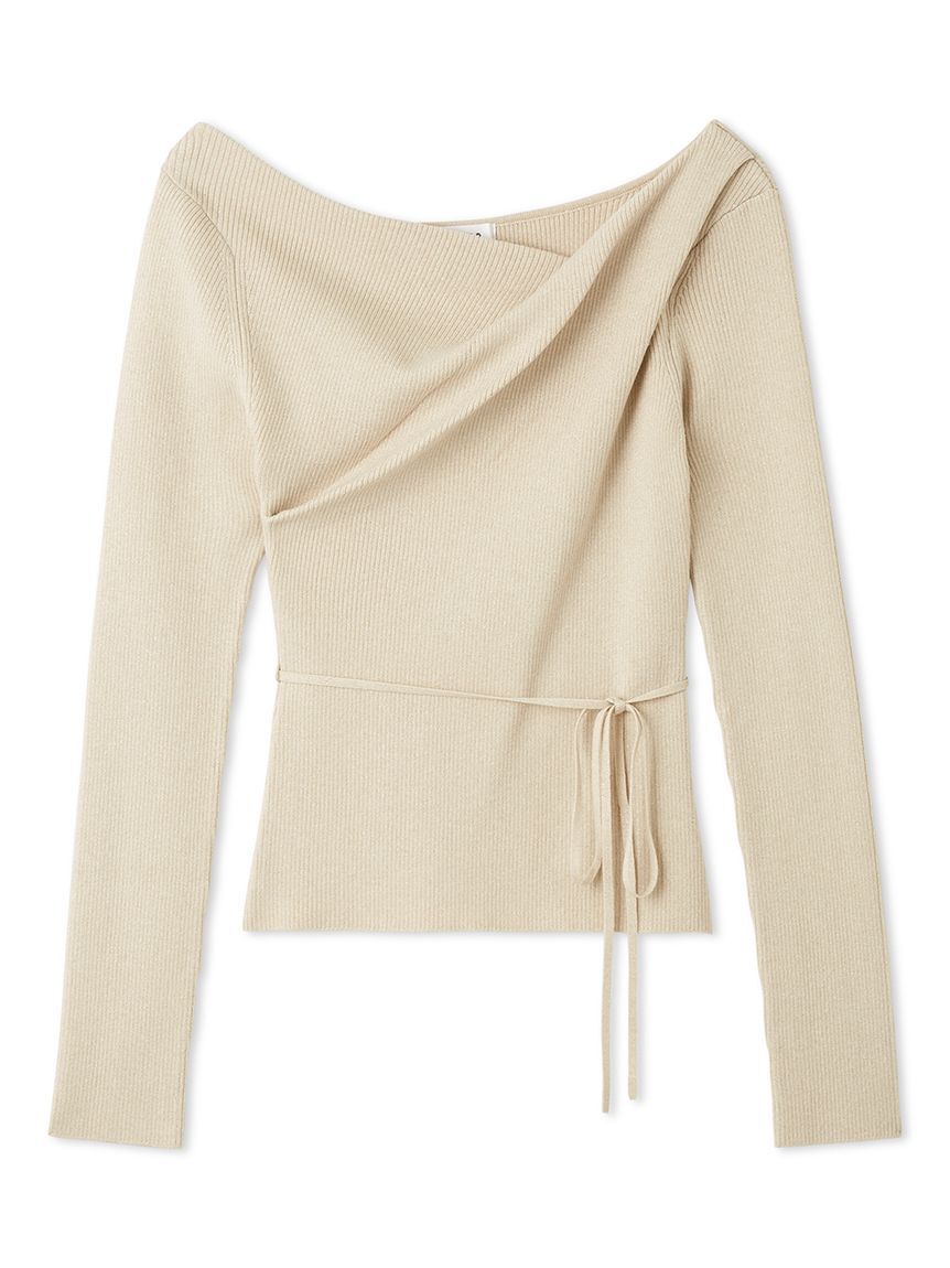 FRAY I.D「シルクブレンドアシメデコルテドレープリブニット」|ニット・セーター|BEG