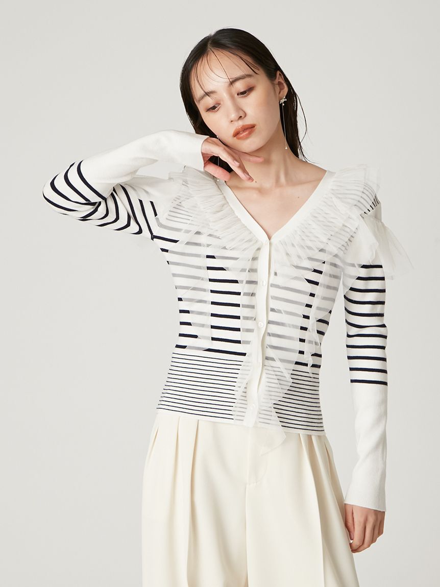 FRAY I.D「プリーツチュールフリルニット」|ニット・セーター|