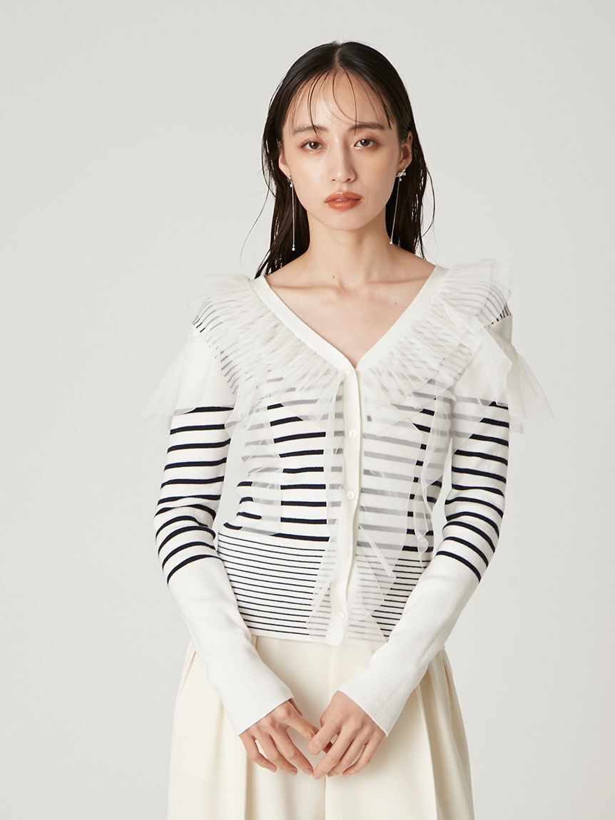 FRAY I.D「プリーツチュールフリルニット」|ニット・セーター|