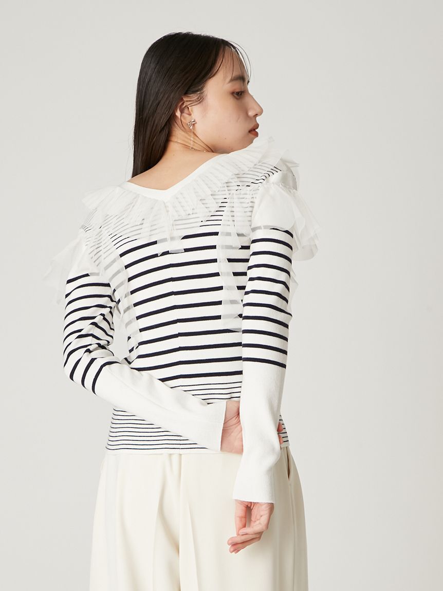 FRAY I.D「プリーツチュールフリルニット」|ニット・セーター|