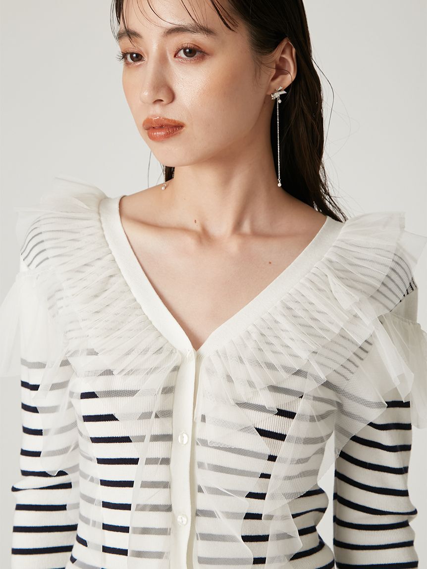 FRAY I.D「プリーツチュールフリルニット」|ニット・セーター|