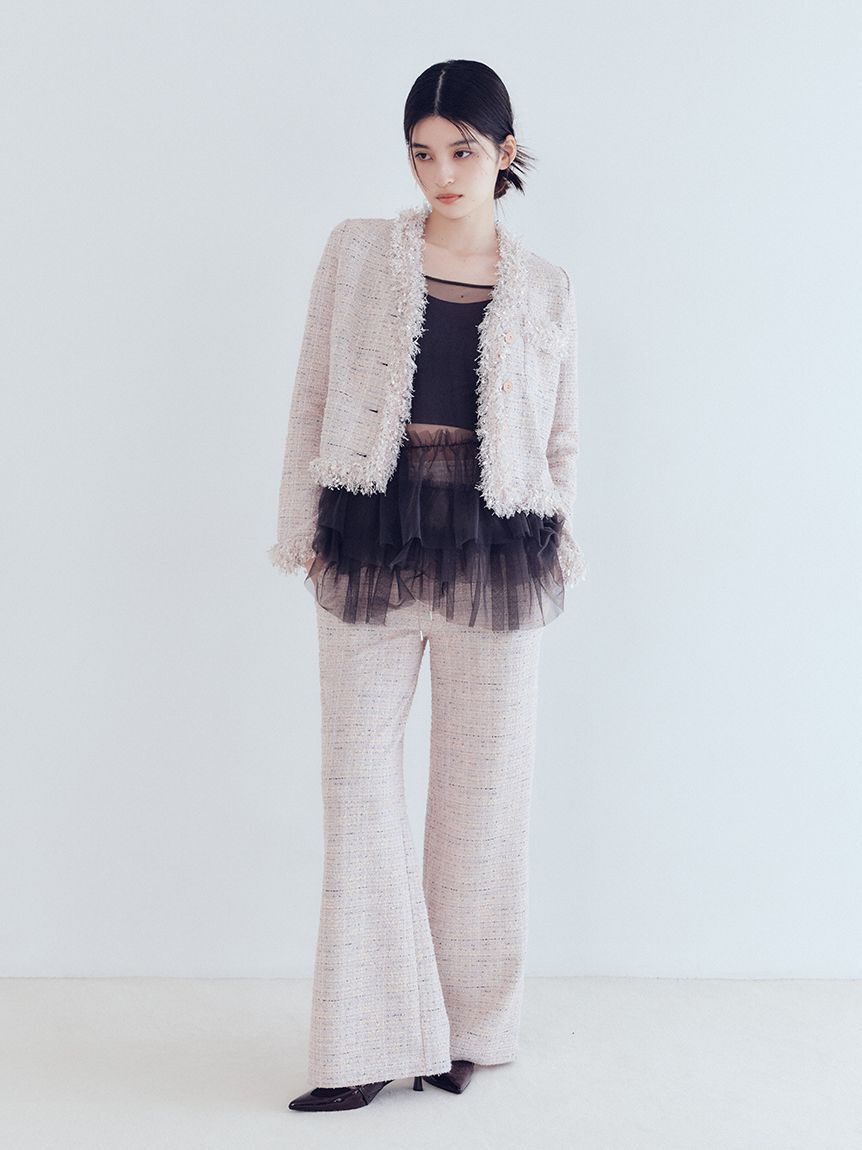 LILY BROWN Lingerie「【LILY BROWN Lingerie】カップ付フリルチュールキャミ」|キャミソール|