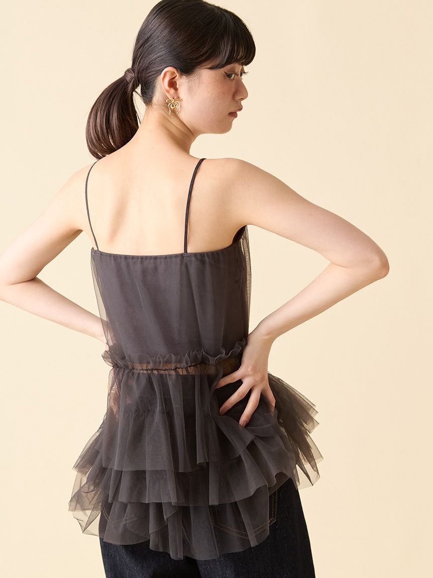 LILY BROWN Lingerie「【LILY BROWN Lingerie】カップ付フリルチュールキャミ」|キャミソール|