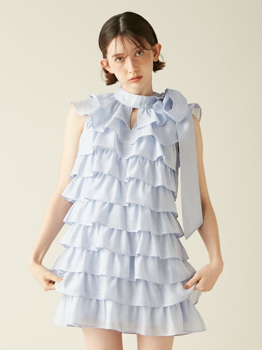 LILY BROWN「フリルボウタイミニドレス」|ドレス|