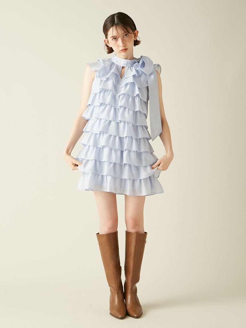 LILY BROWN「フリルボウタイミニドレス」|ドレス|