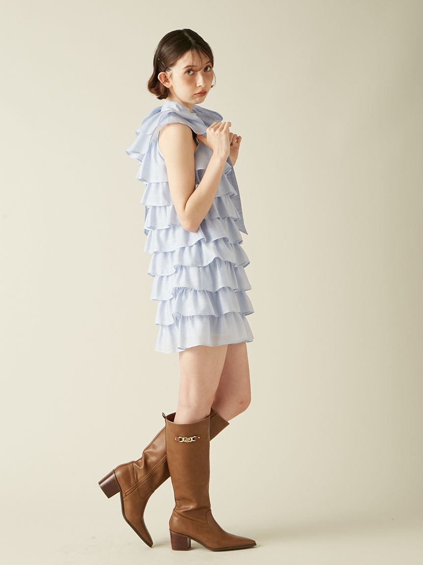 LILY BROWN「フリルボウタイミニドレス」|ドレス|