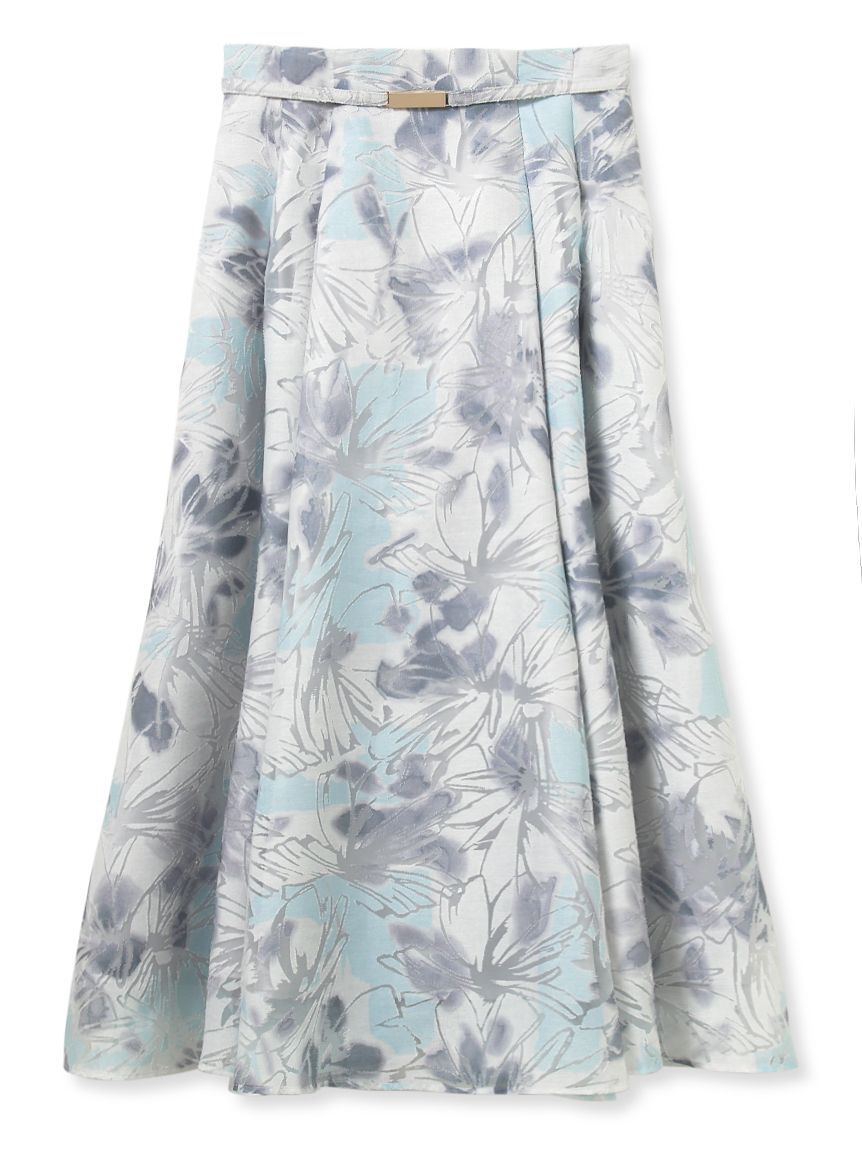 CELFORD「ベルト付きフラワープリントスカート」|スカート|SAX