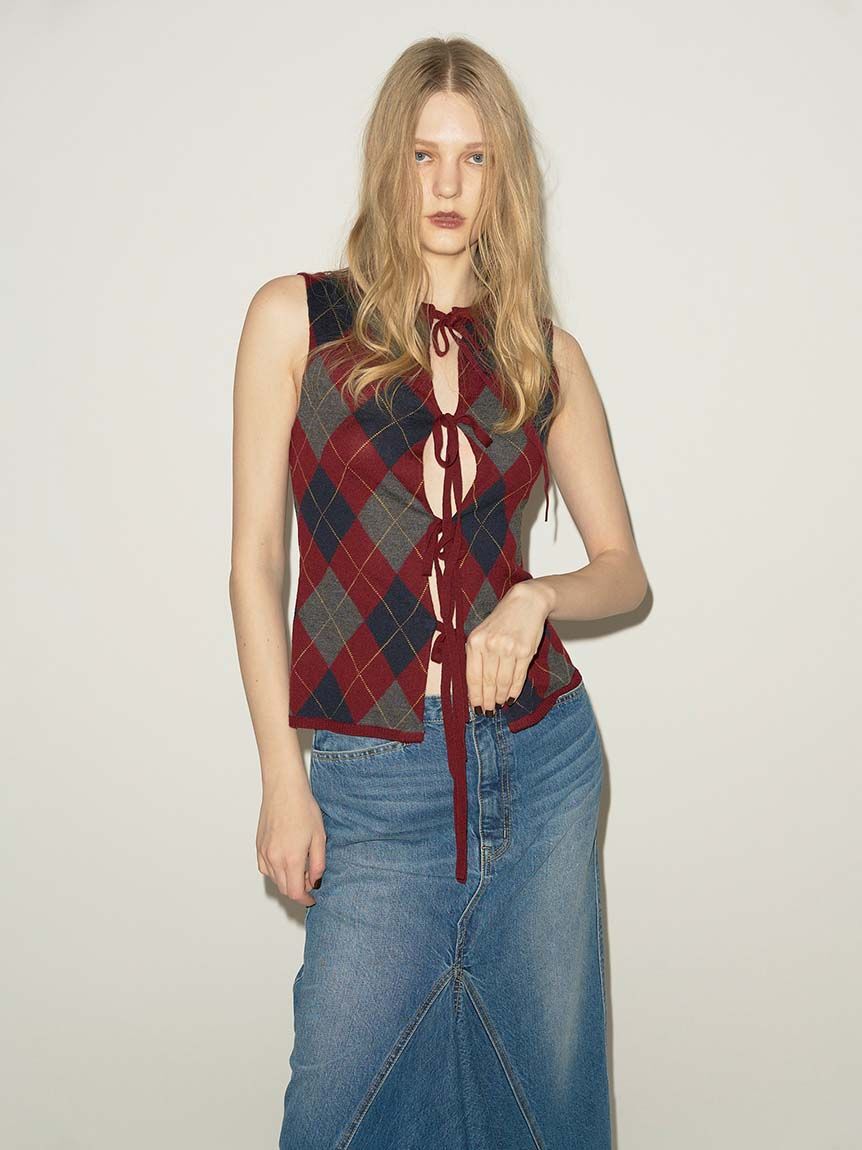 styling/「アーガイル2WAYリボンニットトップス」|ニット・セーター|