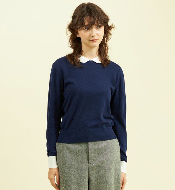 MACKINTOSH PHILOSOPHY「【WEB&一部店舗限定】ウールミックスバイカラーニット」|ニット・セーター|ネイビー