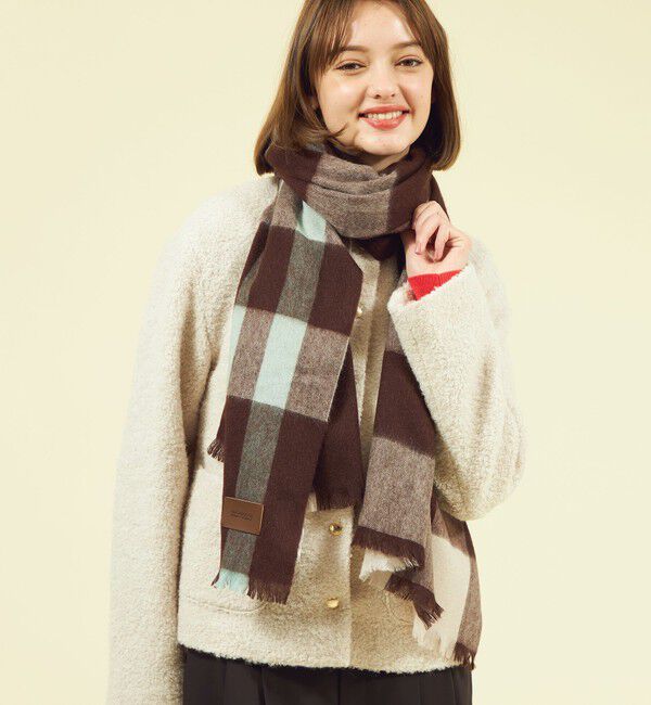 MACKINTOSH PHILOSOPHY「ウォッシャブルカシミヤブロックチェックストール」|ストール|キャメル