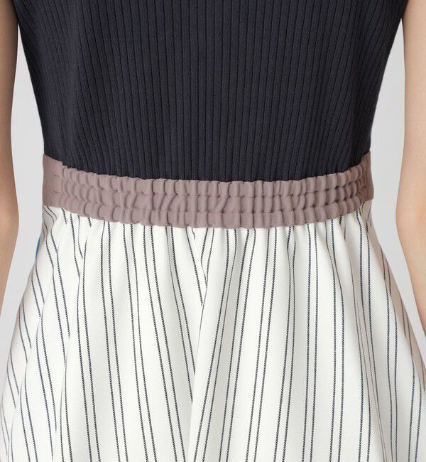  「ネイビーカラーブロックドレス」|ワンピース|