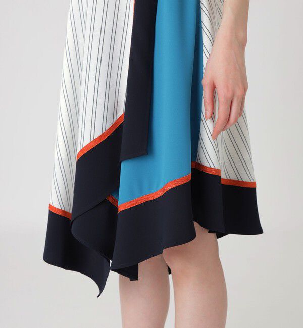  「ネイビーカラーブロックドレス」|ワンピース|