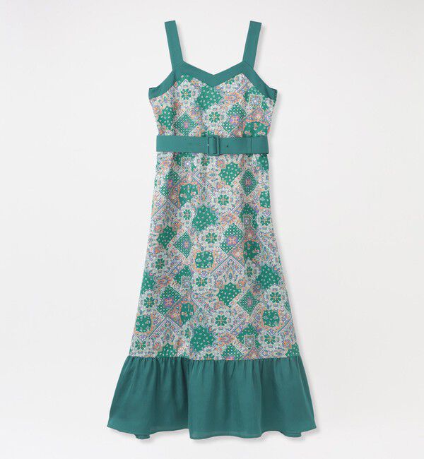  「サテンジャカードキャミソールドレス」|ドレス|グリーン