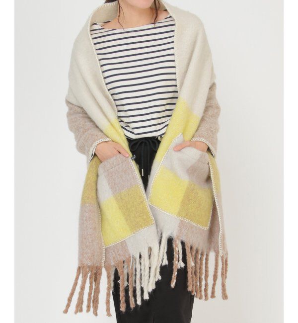ikka「ファジーブランケットケープ」|マフラー|