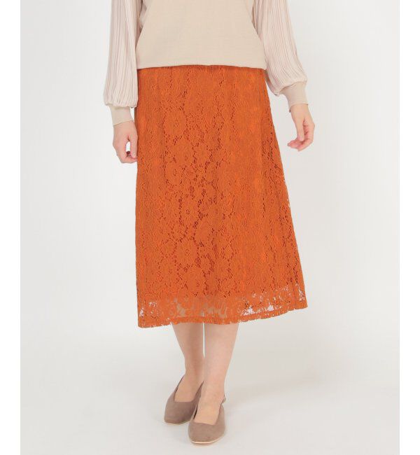 IKKA LOUNGE「レースセミタイトスカート」|スカート|エンジ