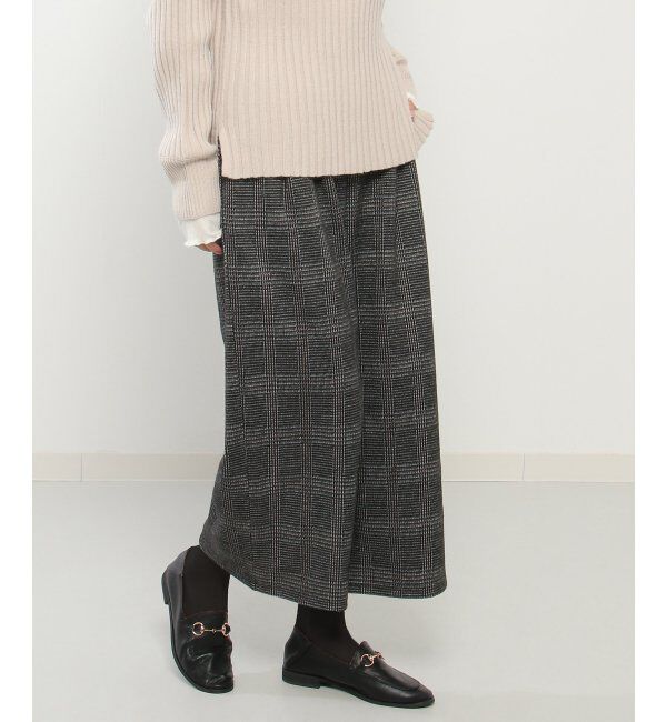 ikka「カットジャガードワイドクロップドパンツ」|その他|グレイ