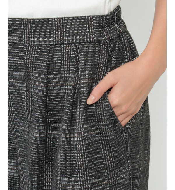 ikka「カットジャガードワイドクロップドパンツ」|その他|