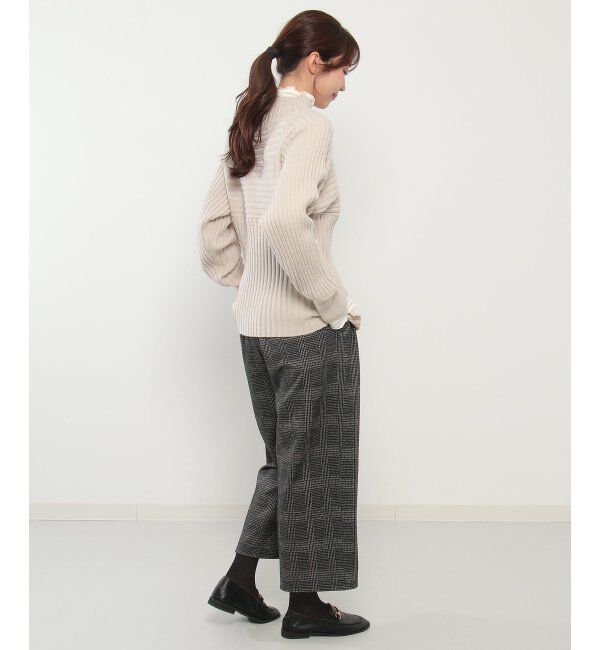 ikka「カットジャガードワイドクロップドパンツ」|その他|