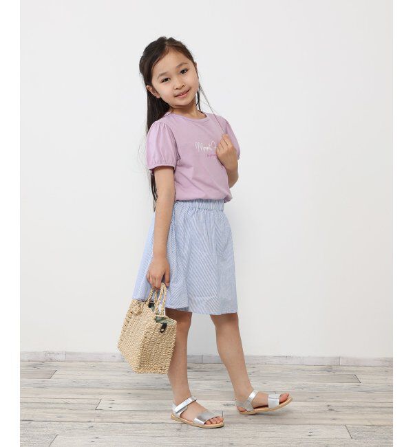 ikka kids「USAコットン パフスリーブプリントTシャツ（120~160cm）」|Tシャツ・カットソー|