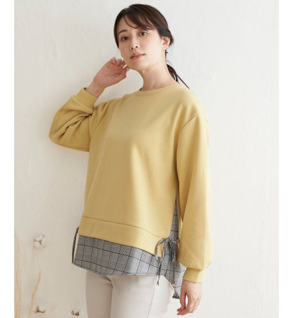 ikka「サイドリボン裾レイヤードプルオーバー」|その他|イエロー