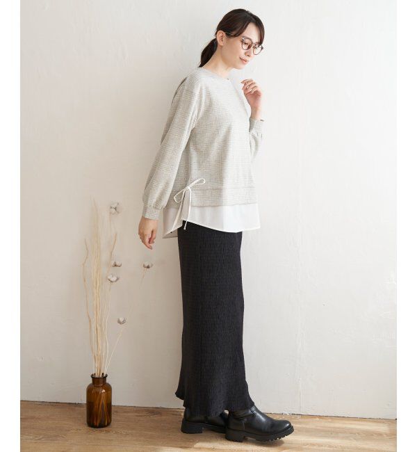 ikka「サイドリボン裾レイヤードプルオーバー」|その他|