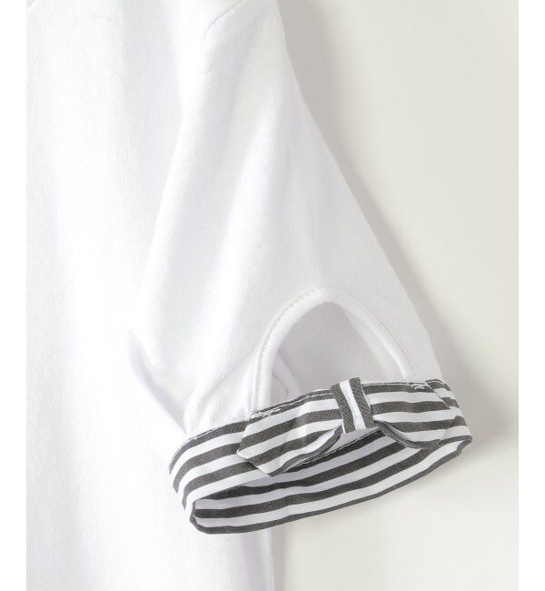 ikka kids「袖ストライプリボンT（120~160cm）」|Tシャツ・カットソー|