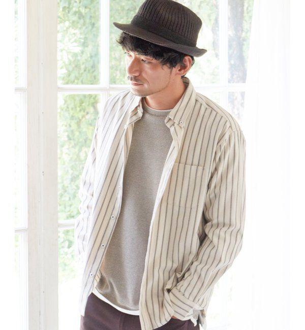 ikka「【吸水速乾】イージーケアオックスボタンダウンシャツ」|シャツ・ブラウス|ベージュ