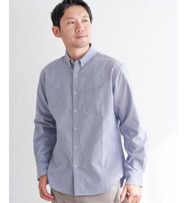 ikka「【吸水速乾】イージーケアオックスボタンダウンシャツ」|シャツ・ブラウス|ネイビーブルー