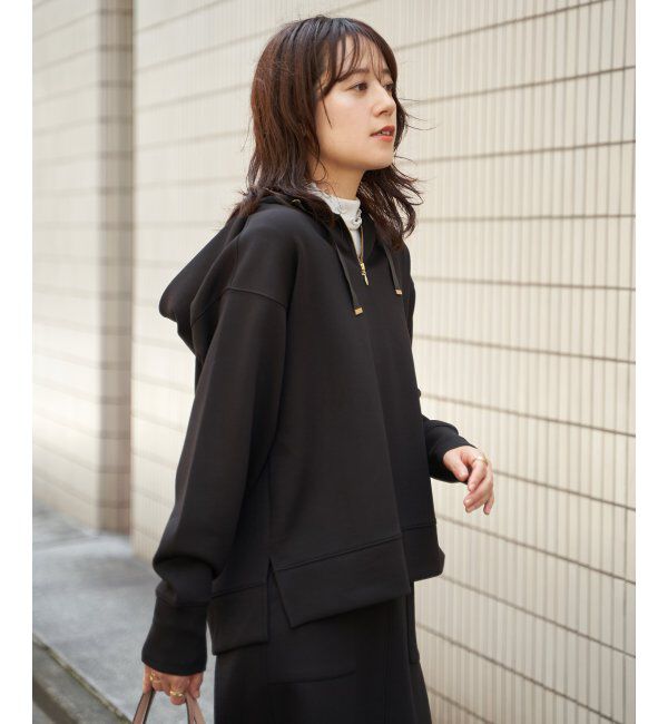 ikka「GOKU楽 鹿の子ダンボールパーカー」|パーカー|ブラック