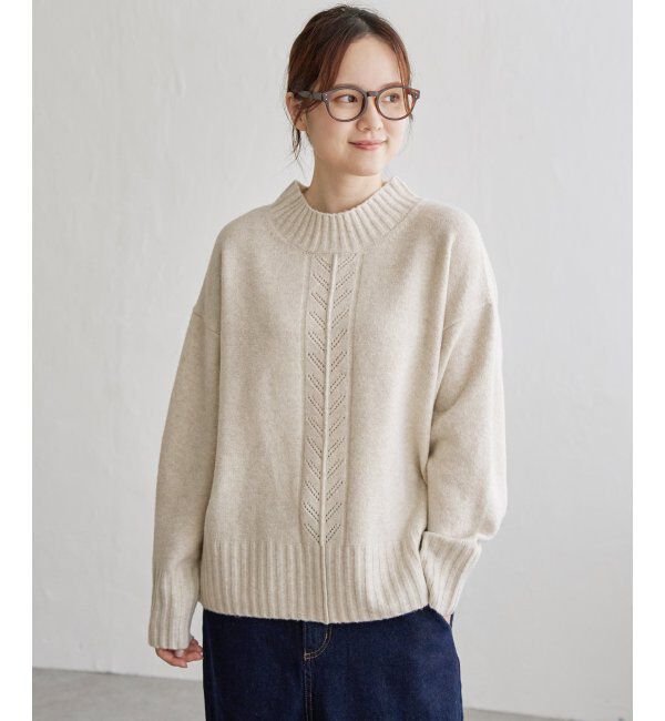 Lbc with Life「透かし柄バックスリットニット」|カーディガン|