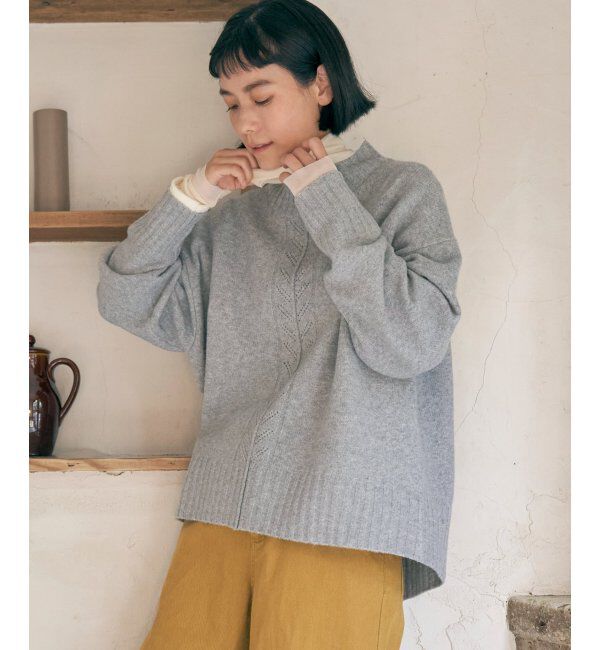 Lbc with Life「透かし柄バックスリットニット」|カーディガン|