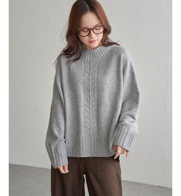 Lbc with Life「透かし柄バックスリットニット」|カーディガン|